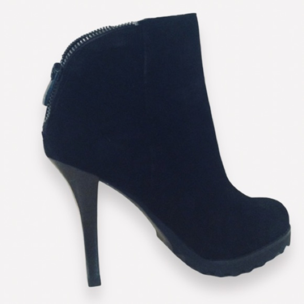 Daniblack Black Suede Stiletto Platform Boot